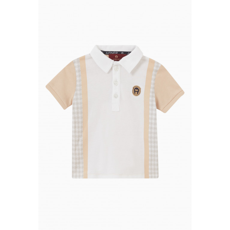 AIGNER - Houndstooth Polo Shirt in Cotton Grey