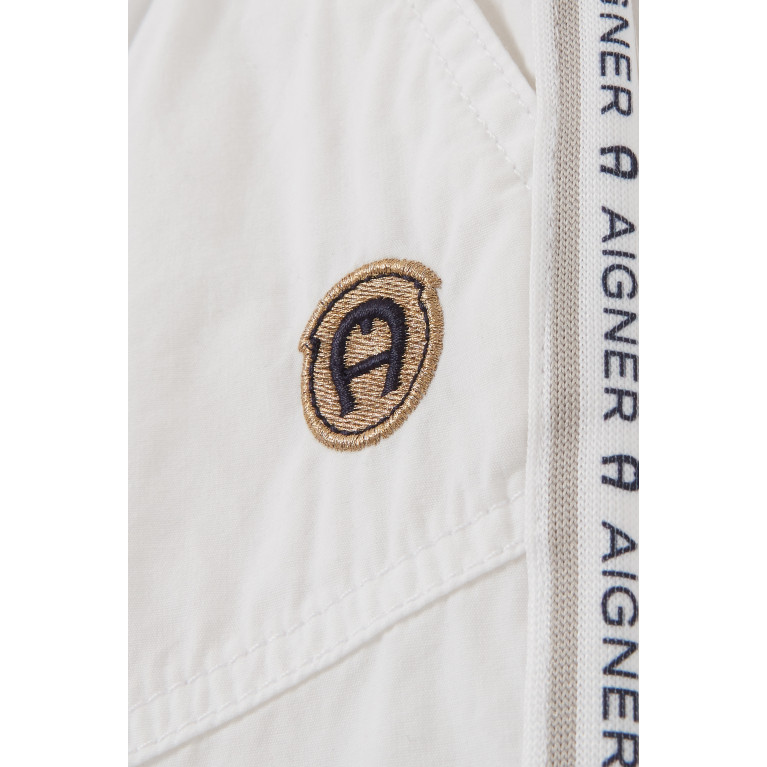 AIGNER - Logo Tape Bermudas in Cotton Poplin White