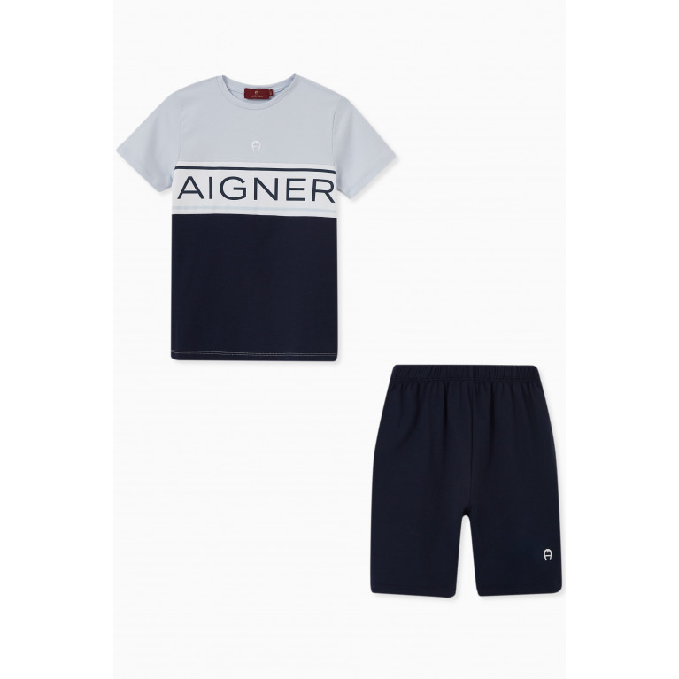 AIGNER - Logo Pyjama Set in Stretch Cotton