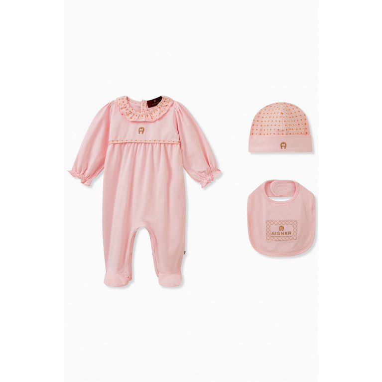 AIGNER - Embroidered Sleepsuit in Pima Cotton, Set of Three