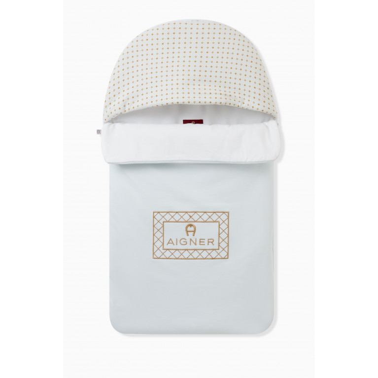 AIGNER - Embroidered Logo Sleeping Nest in Pima Cotton Blue