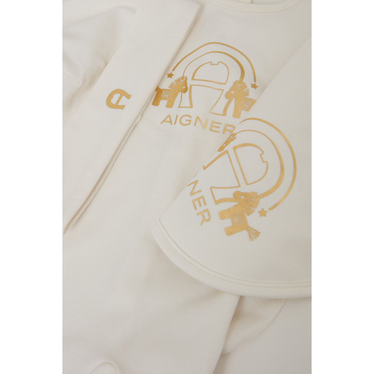 AIGNER - Logo Print Sleepsuit in Pima Cotton, Set of Three