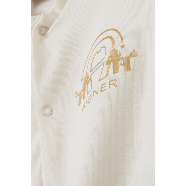 AIGNER - Metallic Logo Sleepsuit in Stretch Cotton