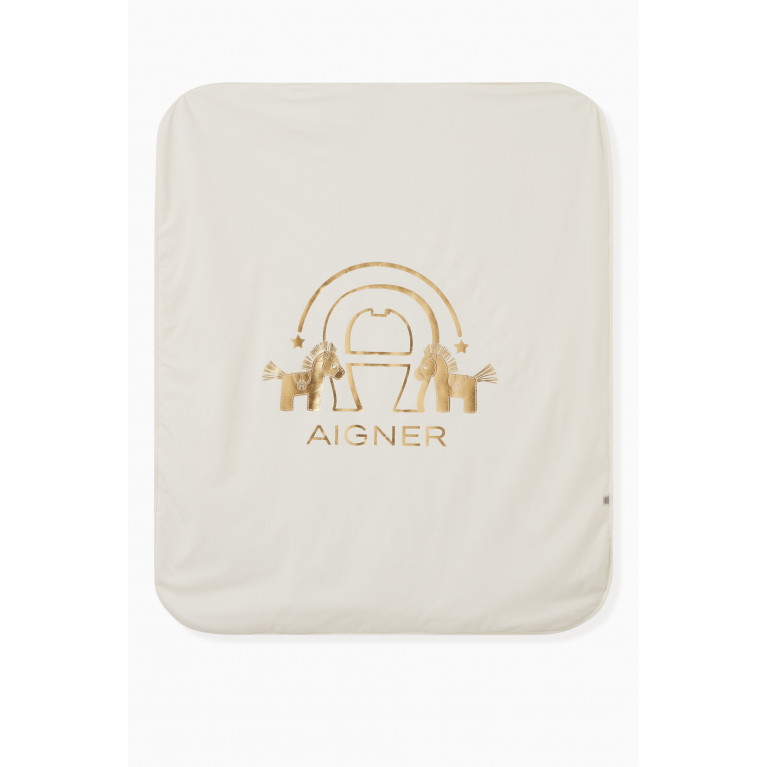 AIGNER - Metallic Logo Baby Blanket in Cotton