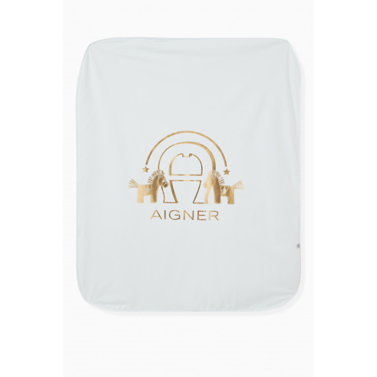 AIGNER - Metallic Logo Blanket in Cotton