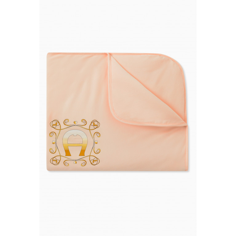 AIGNER - Logo Baby Blanket in Cotton Orange