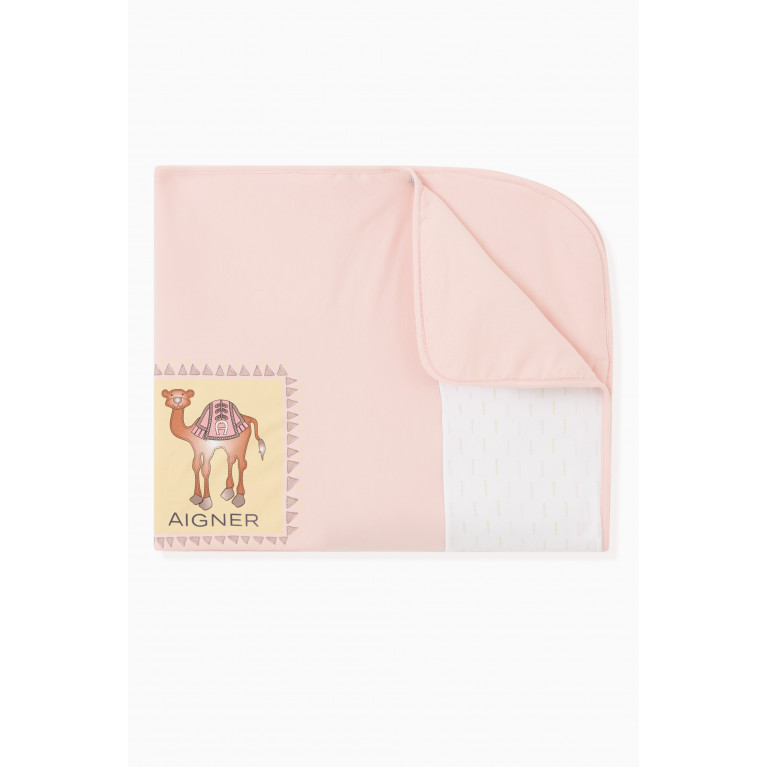 AIGNER - Logo Baby Blanket in Cotton Pink