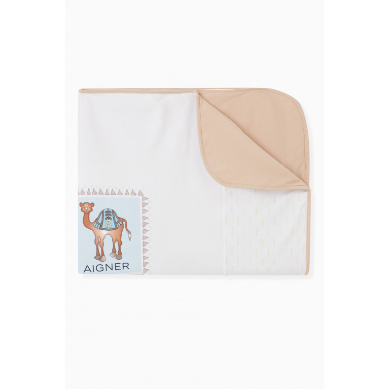 AIGNER - Logo Baby Blanket in Cotton White