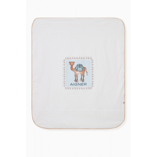 AIGNER - Logo Baby Blanket in Cotton White