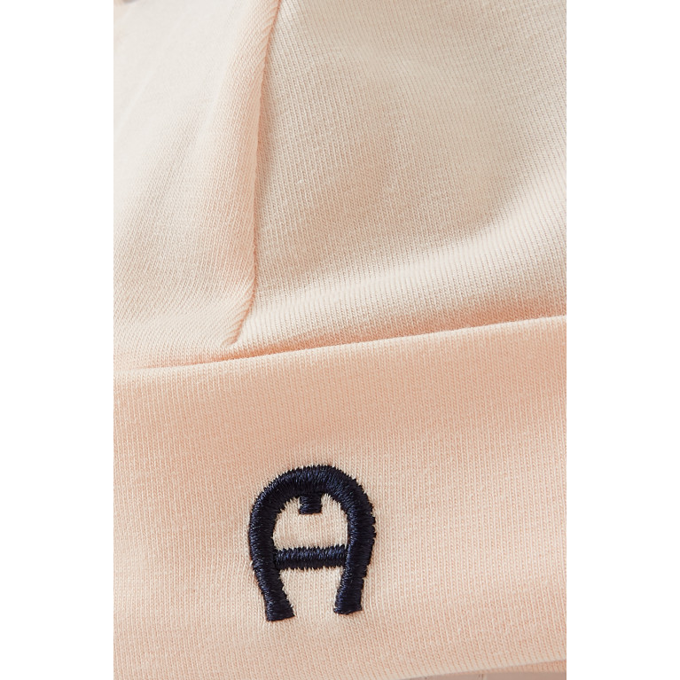 AIGNER - Embroidered Logo Beanie in Pima Cotton Orange