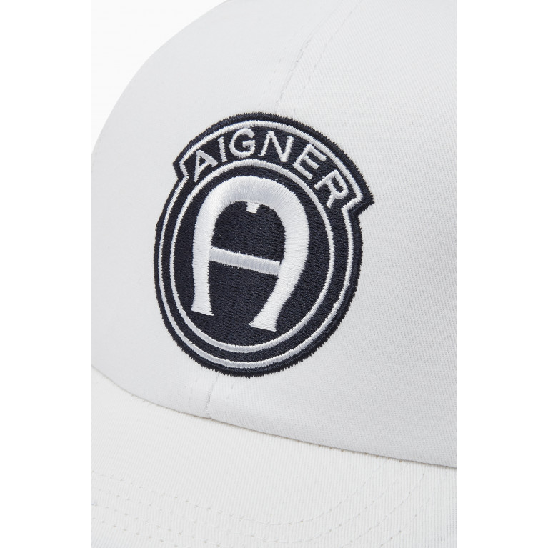 AIGNER - Embroidered Logo Baseball Cap in Cotton White