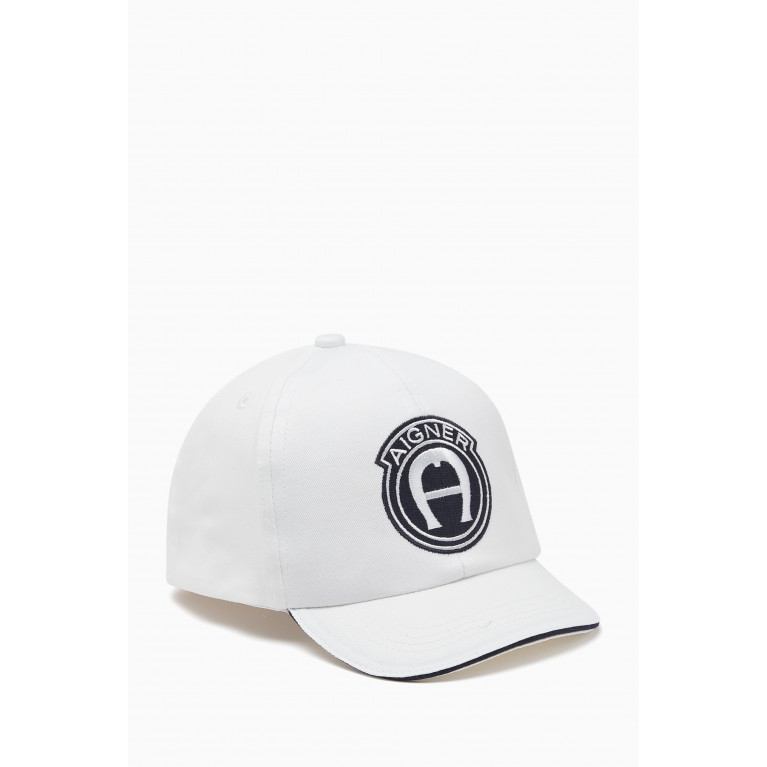 AIGNER - Embroidered Logo Baseball Cap in Cotton White