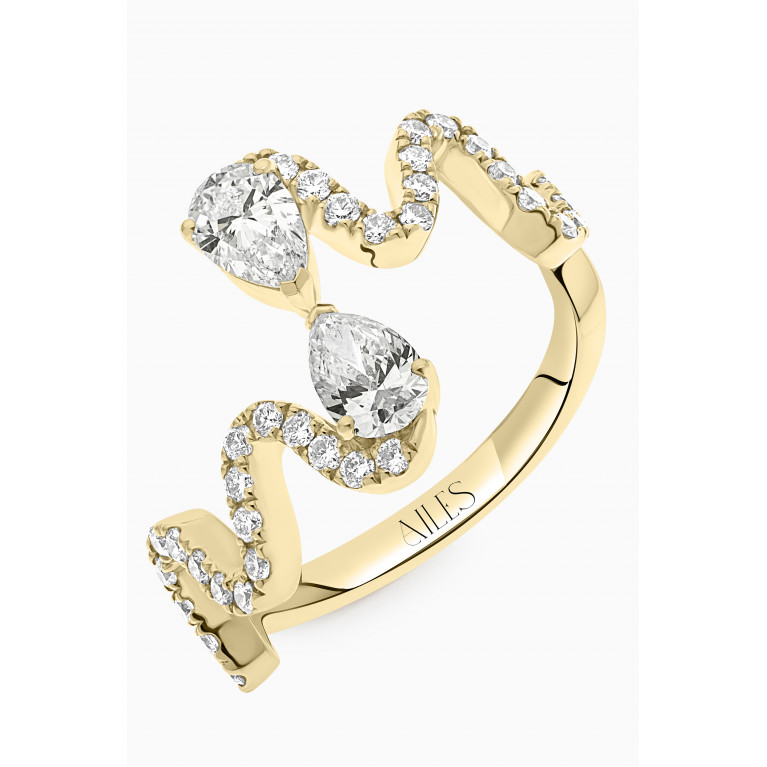 Ailes - Wave Diamond Ring in 18kt Gold