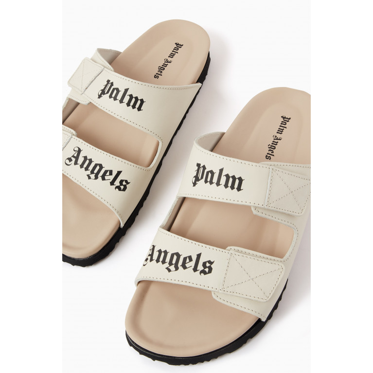 Palm Angels - Logo Flat Sandals in Leather