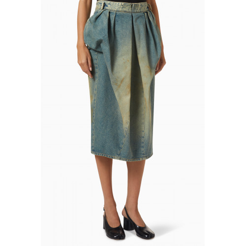 Maison Margiela - Pleated Midi Skirt in Denim