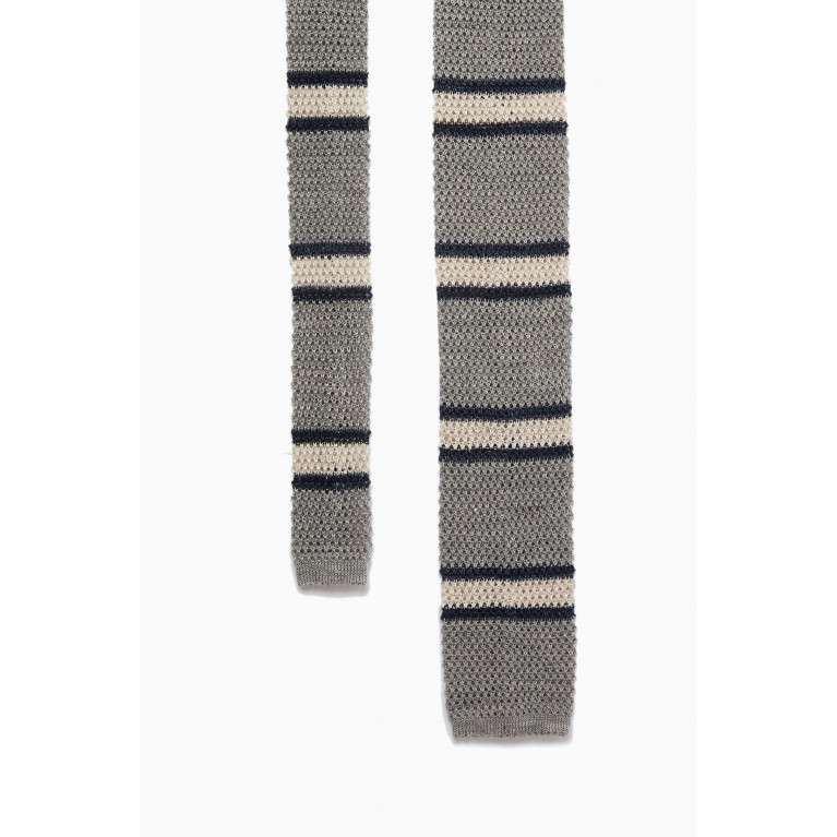 Brunello Cucinelli - Striped Knitted Tie in Cotton & Linen Blend