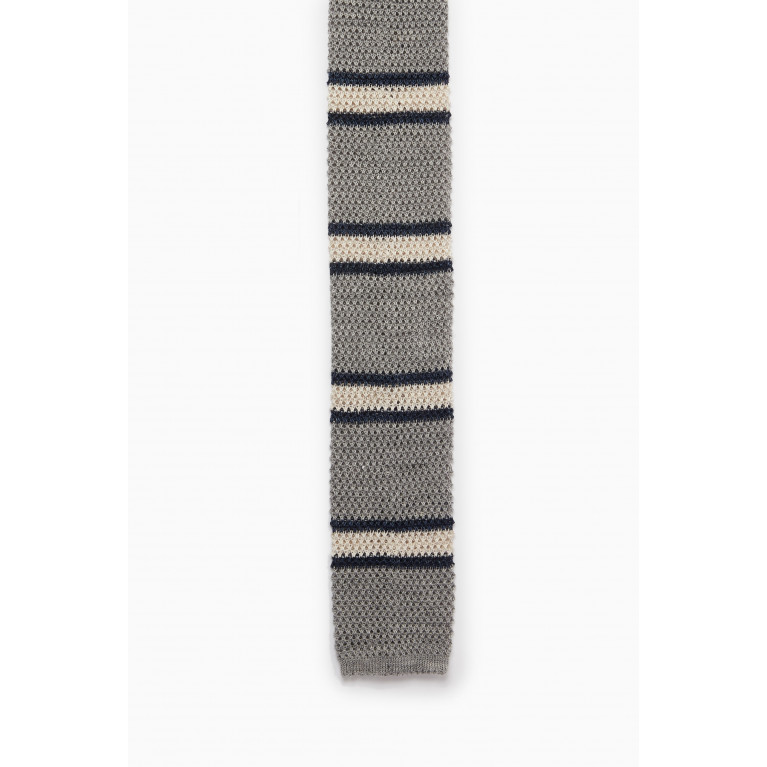 Brunello Cucinelli - Striped Knitted Tie in Cotton & Linen Blend
