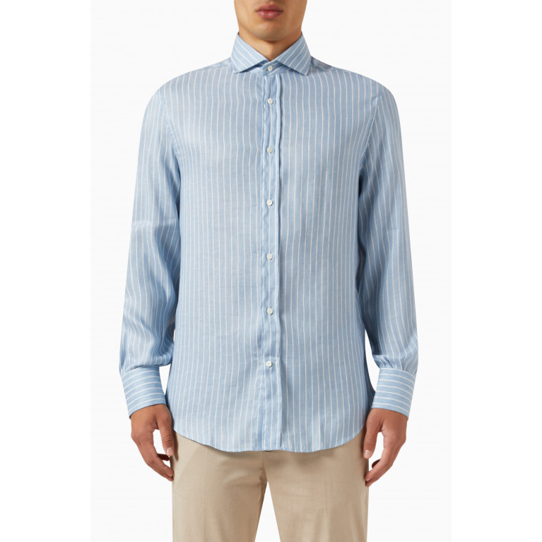 Brunello Cucinelli - Striped Shirt in Lyocell & Linen