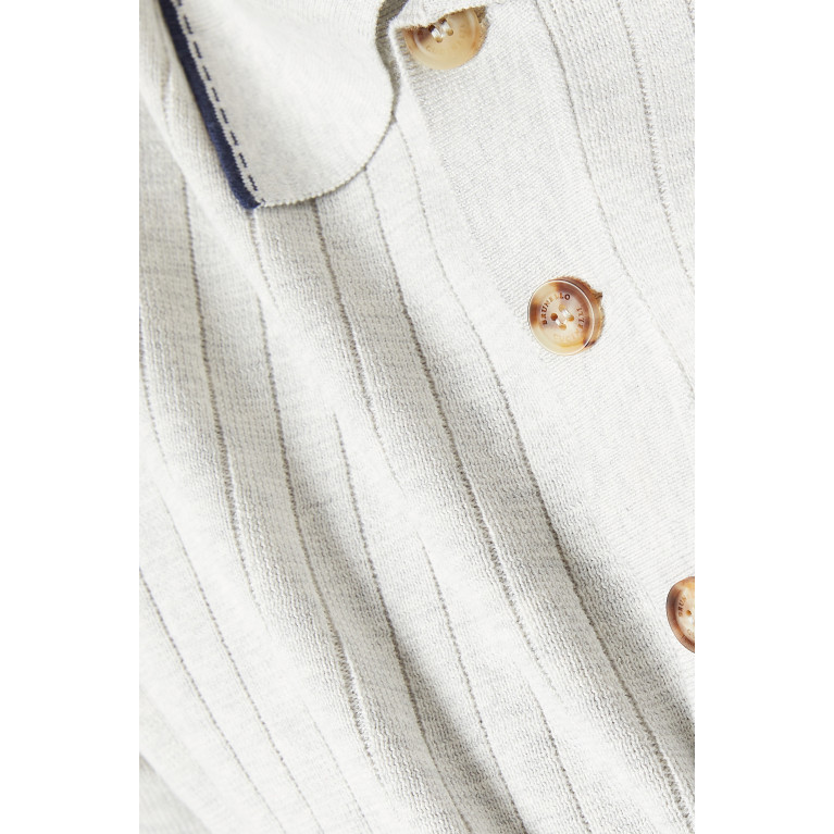 Brunello Cucinelli - Ribbed Short Sleeved Polo Shirt in Cotton