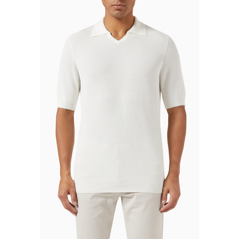 Brunello Cucinelli - Ribbed Knit Polo Top in Cotton