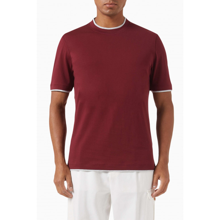 Brunello Cucinelli - Contrast Trim T-shirt in Cotton