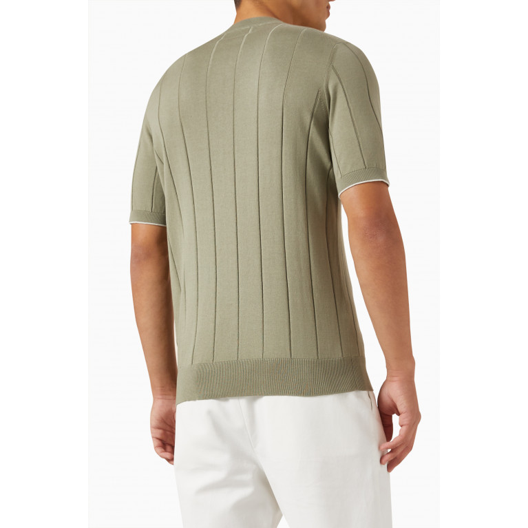 Brunello Cucinelli - Contrast-trim T-shirt in Knit Cotton