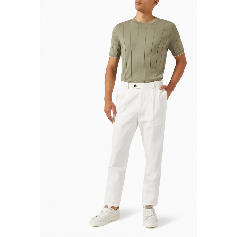 Brunello Cucinelli - Contrast-trim T-shirt in Knit Cotton