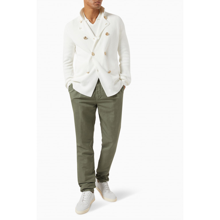 Brunello Cucinelli - Double-breasted Cardigan in Ribbed Cotton