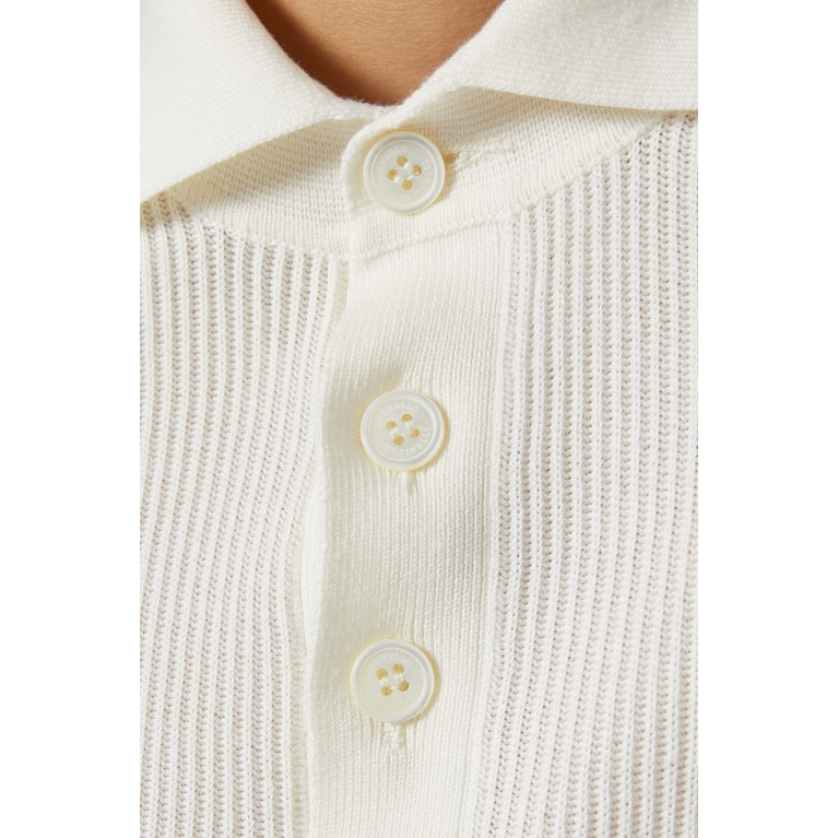 Brunello Cucinelli - Polo Sweater in Ribbed Cotton