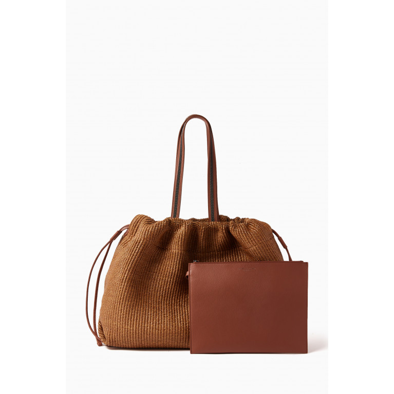 Brunello Cucinelli - Techno Shopper Handbag in Raffia & Cotton