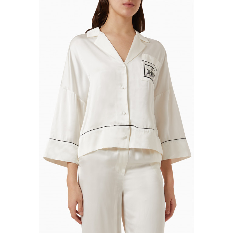 Off-White - 70s Logo Pyjama Cropped Shirt in Satin