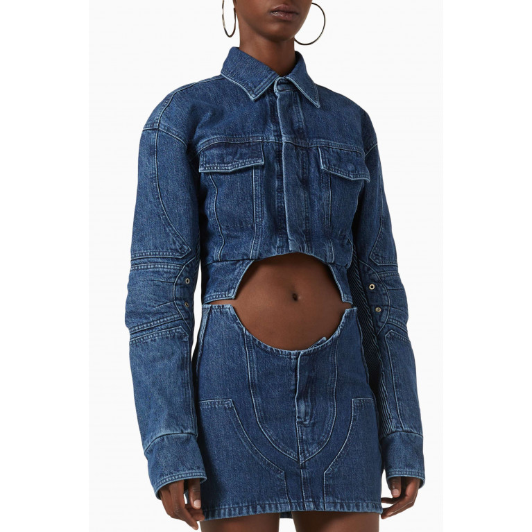 Off-White - Cut-out Motorcycle Jacket in Denim