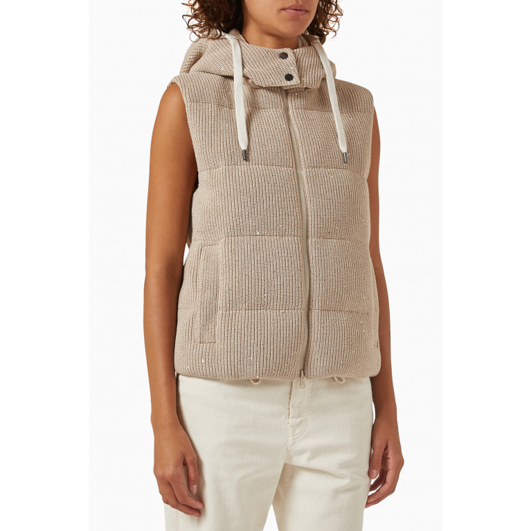 Brunello Cucinelli - Sequinned Padded Vest in Cotton-blend