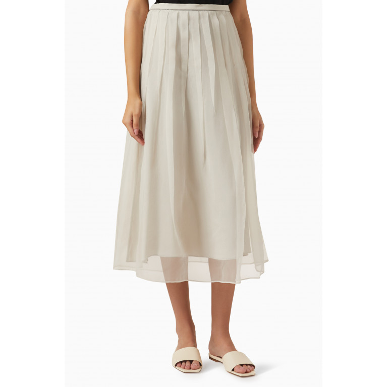 Brunello Cucinelli - Pleated Layered Midi Skirt in Silk