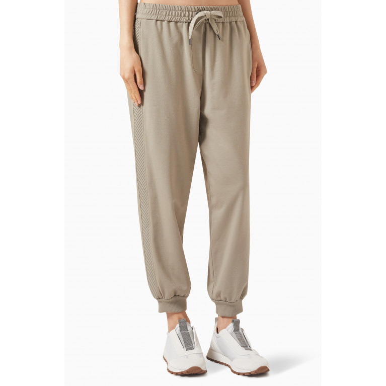 Brunello Cucinelli - Embroidered Drawstring Pants in Stretch Cotton-terry