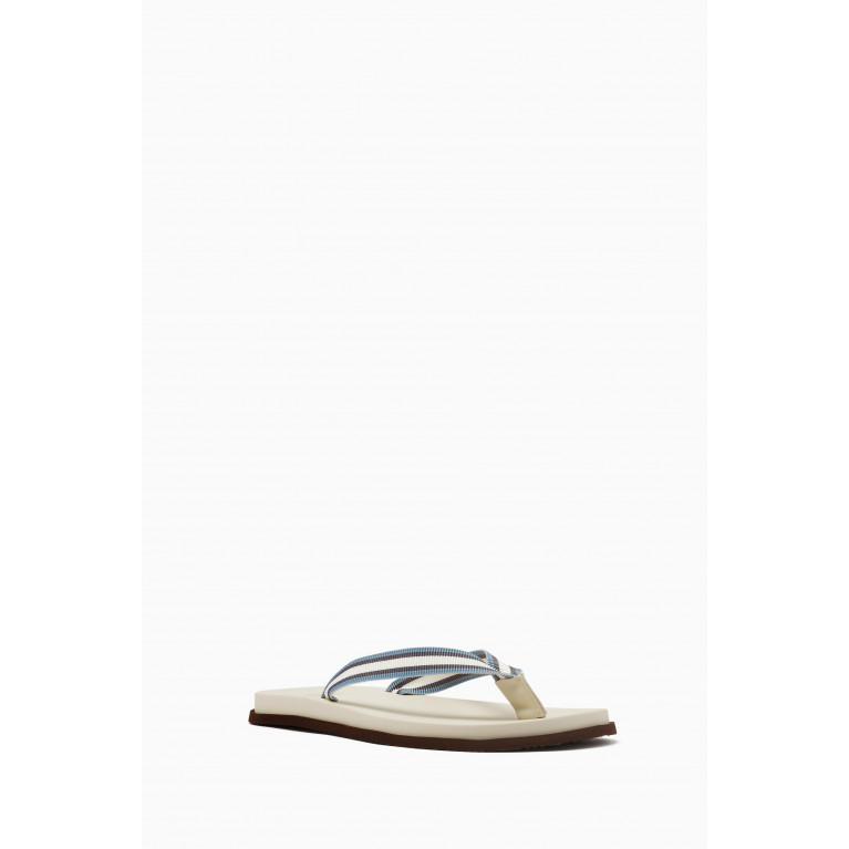 Brunello Cucinelli - Striped Flip Flop Sandals in Cotton & Rubber