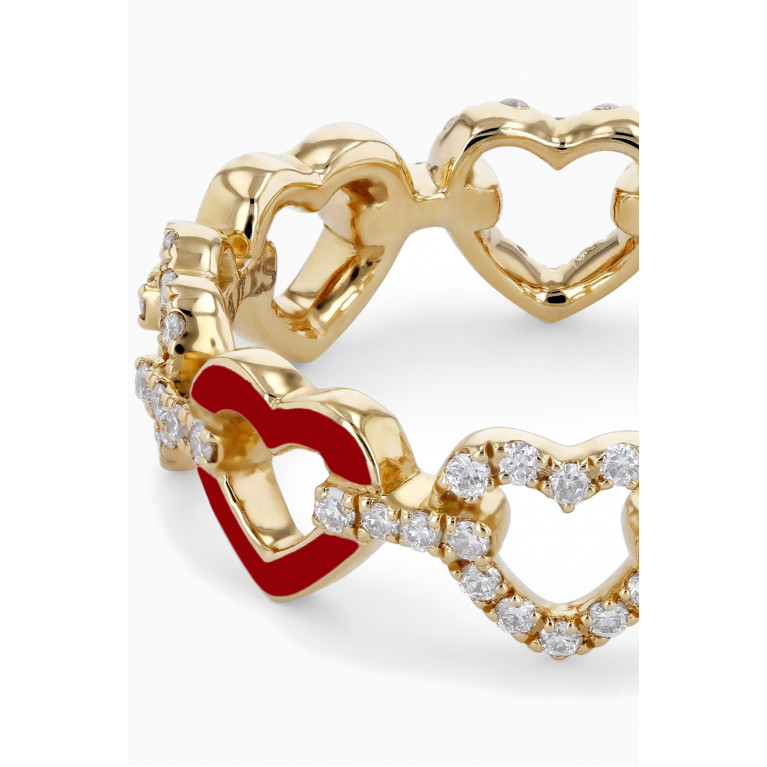 Ailes - Hearts on Hearts Diamond Ring in 18kt Gold Red