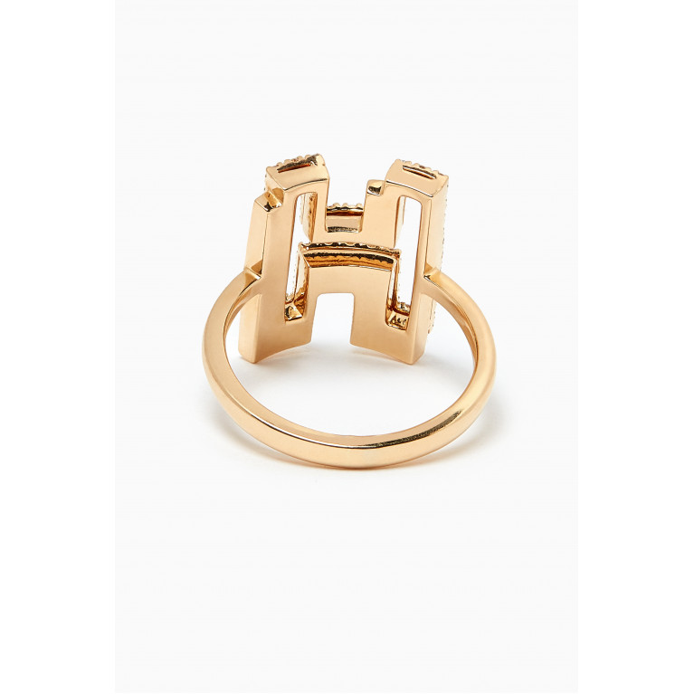 Ailes - Shadow Letter Diamond Ring in 18kt Gold
