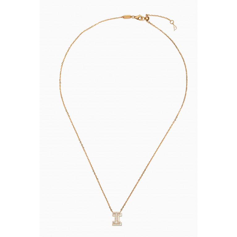Ailes - Shadow Letter Diamond Necklace in 18kt Gold White