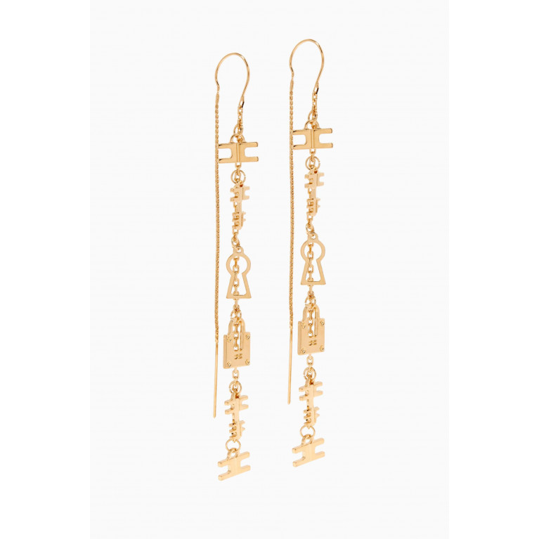 Elisabetta Franchi - Logo Charm Threader Earrings in Metal