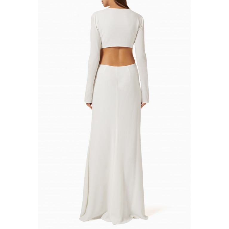 Blumarine - Abito Rose Maxi Dress in Viscose White