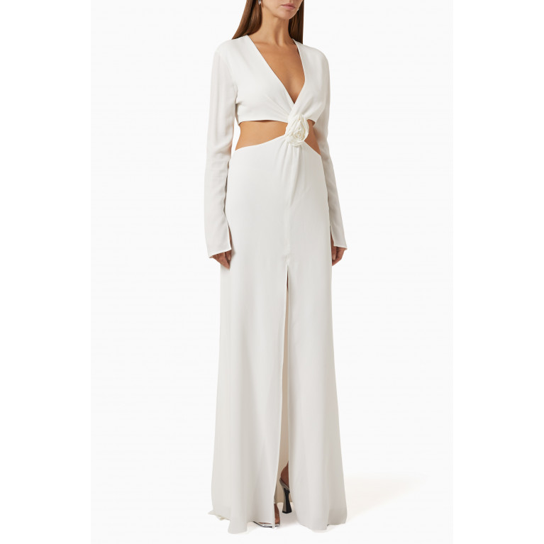Blumarine - Abito Rose Maxi Dress in Viscose White