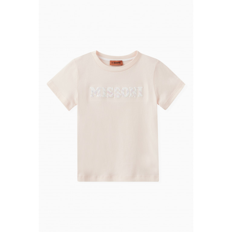 Missoni - Embellished Logo T-Shirt in Cotton Pink