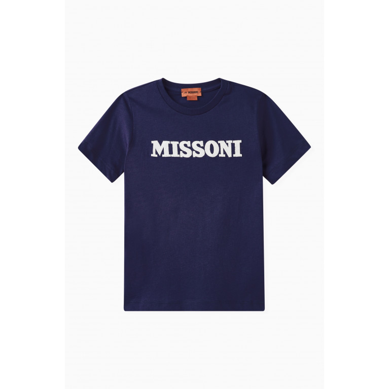 Missoni - Logo Print T-shirt in Cotton Blue