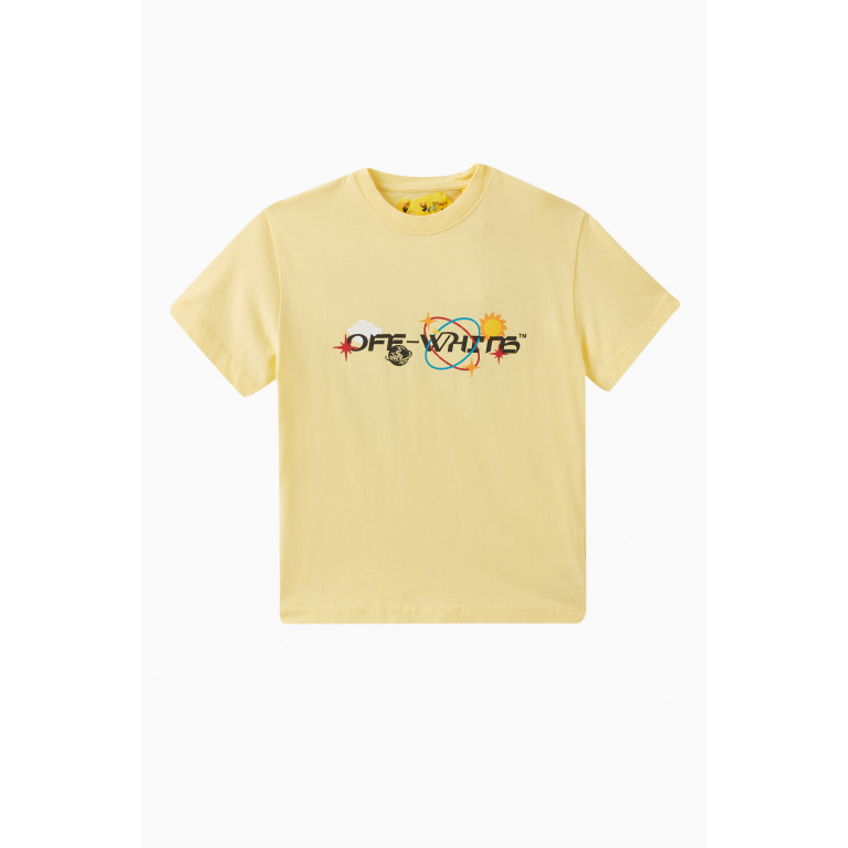 Off-White - Off Planets Print T-shirt in Cotton Yellow