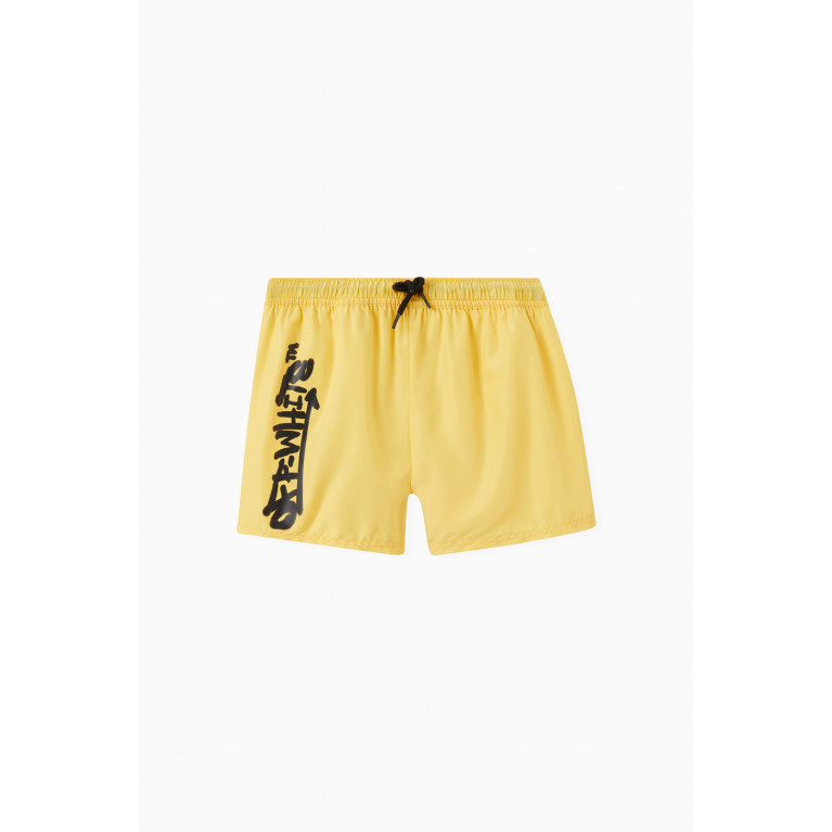 Off-White - Graffiti Logo Print Swim Shorts in Nylon Yellow