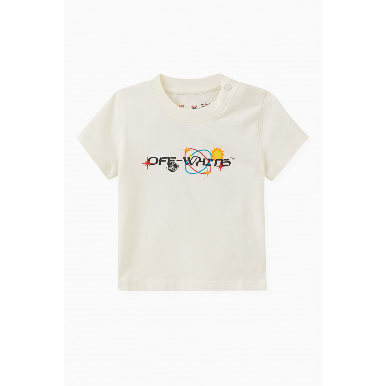 Off-White - Planets Logo Print T-Shirt in Cotton Neutral