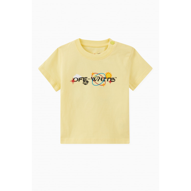 Off-White - Planets Logo Print T-Shirt in Cotton Yellow