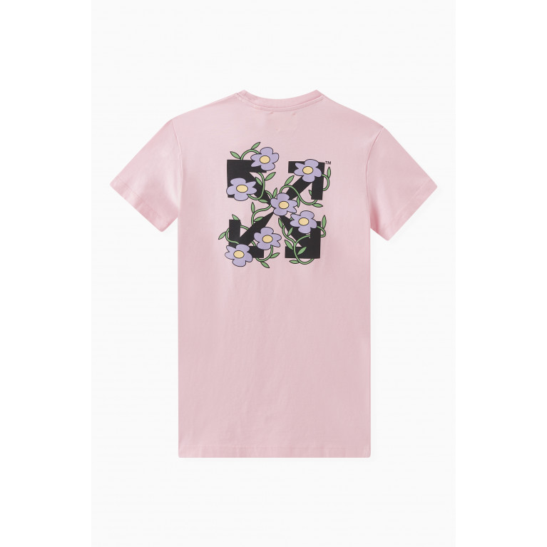 Off-White - Floral Arrows Print T-shirt Dress in Cotton