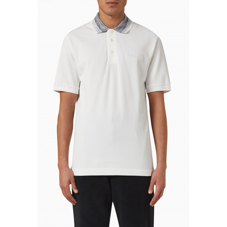 Missoni - Short-sleeved Polo Shirt in Cotton Piqué White